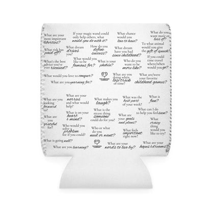 Conversation Starter Can Cooler Sleeve — Printed Questions Pattern