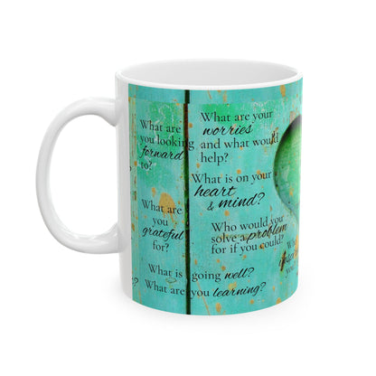 Get Close Stay Close Farmhouse Love Mug — Teal Reflection with Thoughtful Questions (11oz, 15oz)