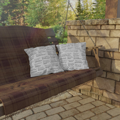 Conversation Starters Outdoor Pillow version 2 — Family Memory & Question Prompts Pattern