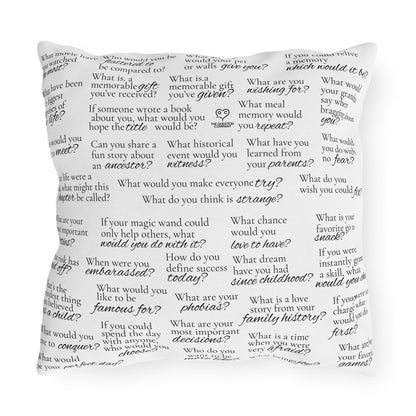 Conversation Starters Outdoor Pillow version 2 — Family Memory & Question Prompts Pattern