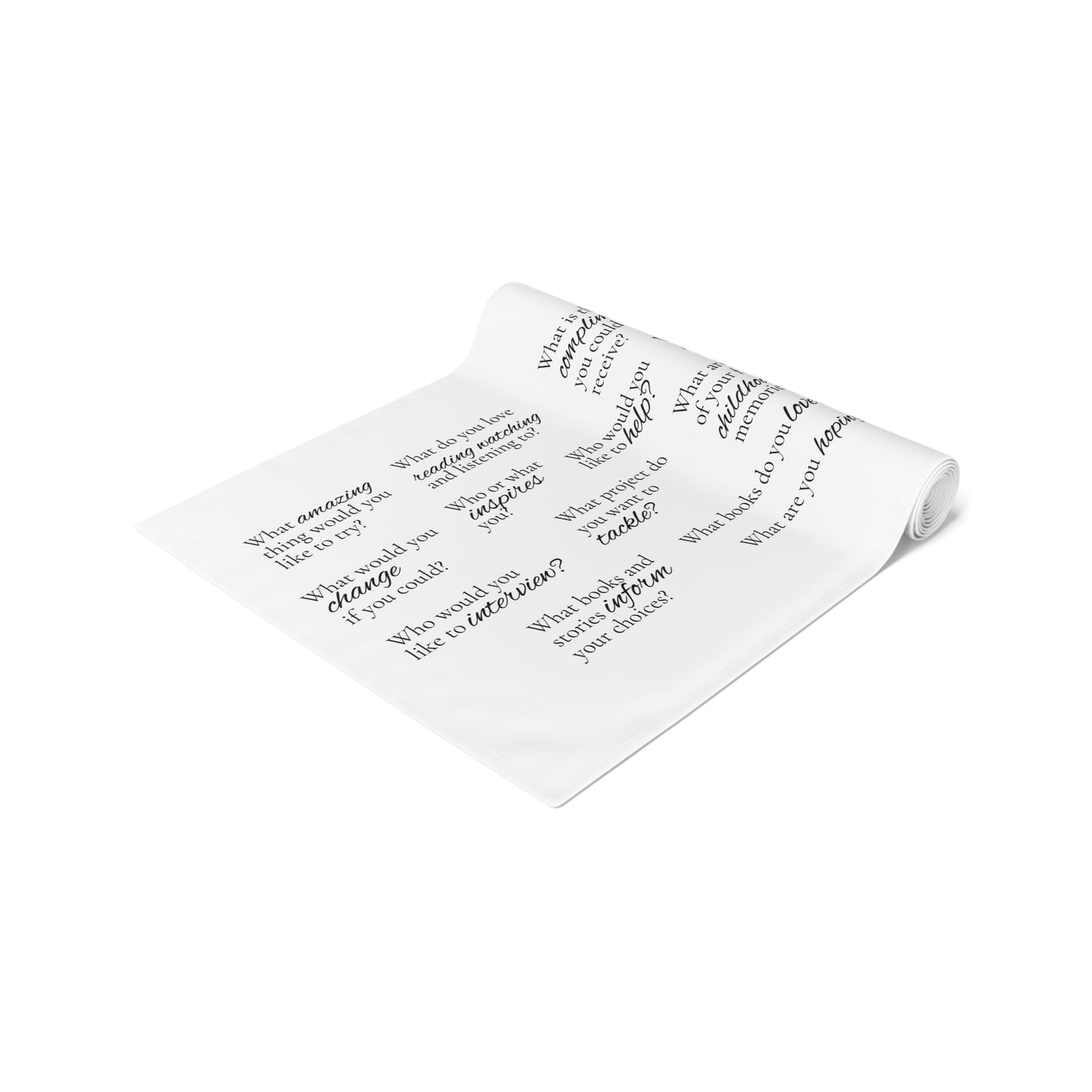 Printed Cotton Table Runner with Meaningful and Delightful  Questions to liven up any meal!