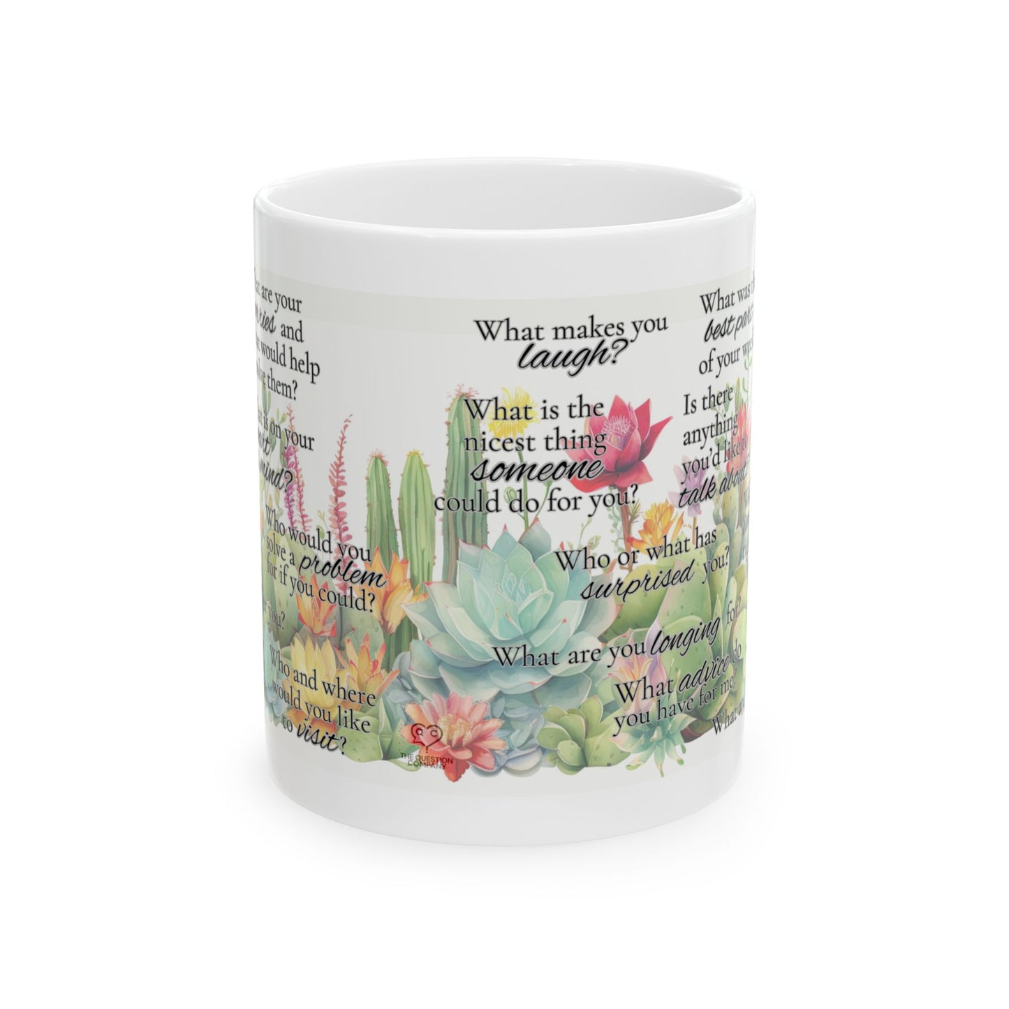 Succulent Reflection Ceramic Mug — Inspirational Questions Coffee Cup (11oz & 15oz)