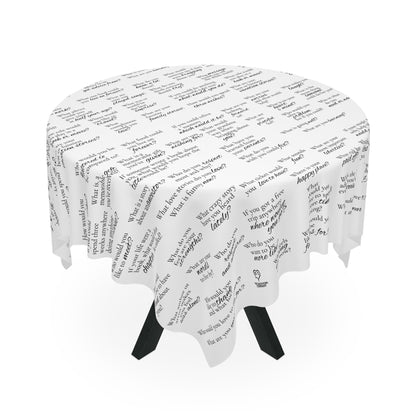Conversation Starter Tablecloth — Printed Dinner Questions for Family & Guests