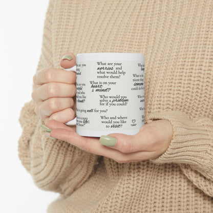 Conversation Starter Ceramic Mug — 11oz & 15oz Question Prompts for Coffee Table Chats