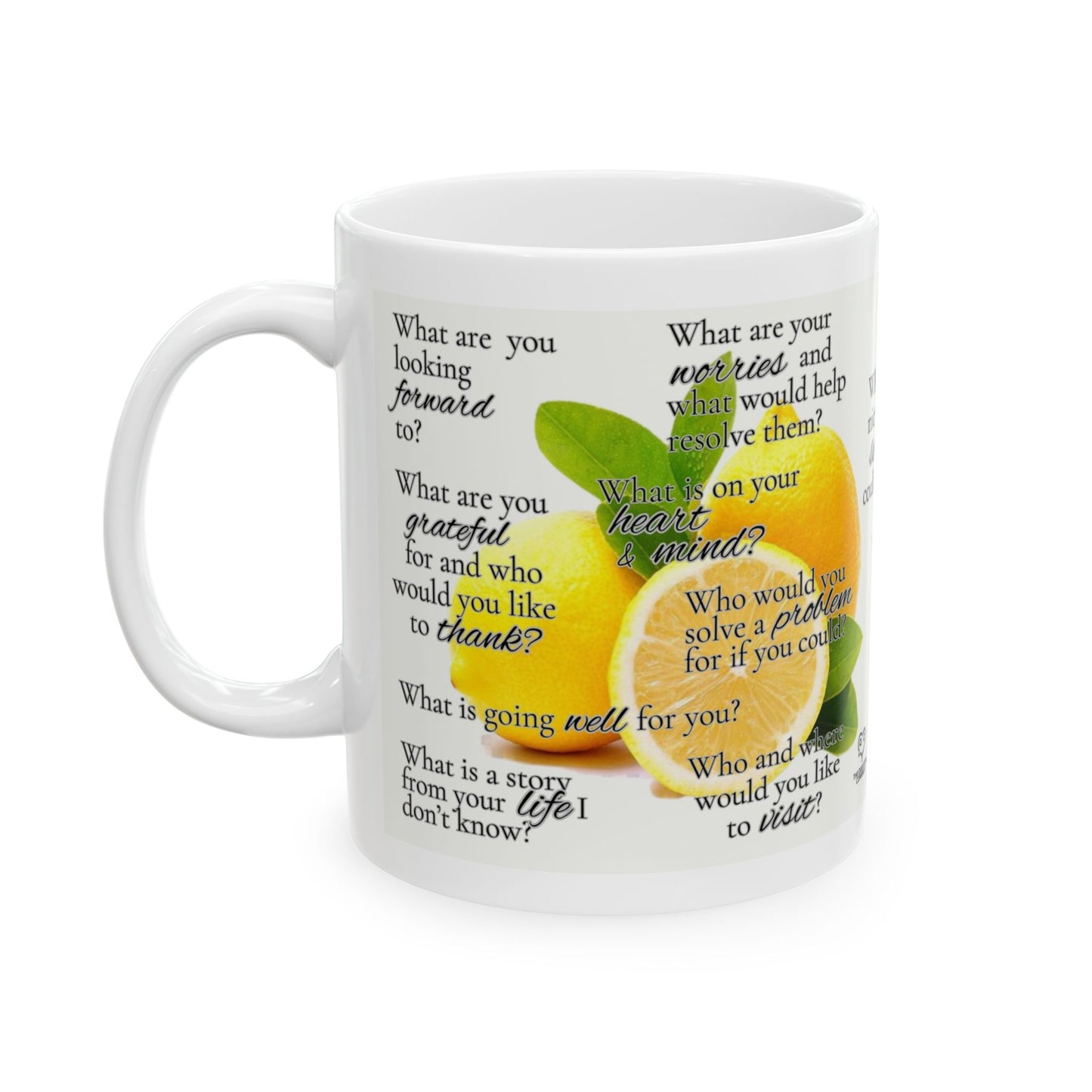 LEMME KNOW WHATS UP  Starter Ceramic Mug (11oz & 15oz) — Thoughtful Question Prompts for Friends & Family