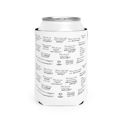 Conversation Starter Can Cooler Sleeve — Printed Questions Pattern