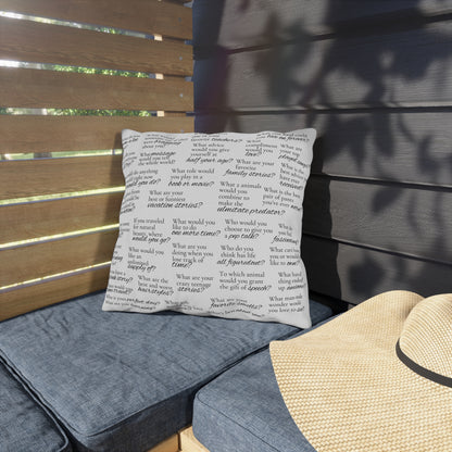 Conversation Starters Outdoor Pillow version 2 — Family Memory & Question Prompts Pattern