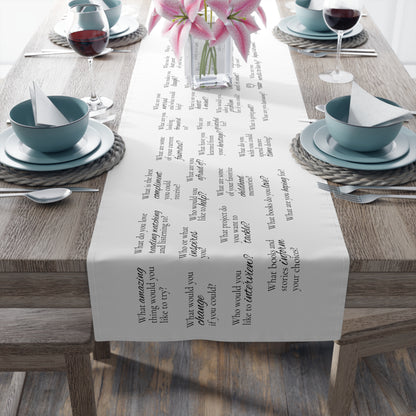 Printed Cotton Table Runner with Meaningful and Delightful  Questions to liven up any meal!
