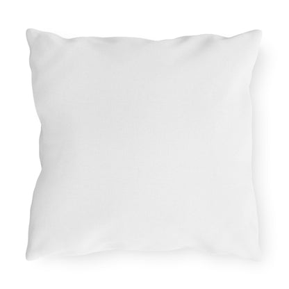 Conversation Starter Outdoor Pillow — White Question Prompt Pattern