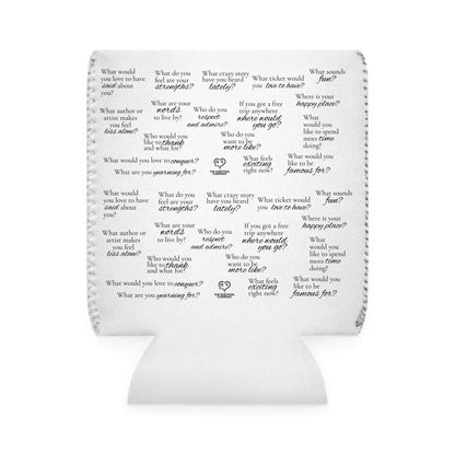 Conversation Starter Can Cooler Sleeve — Printed Questions Pattern