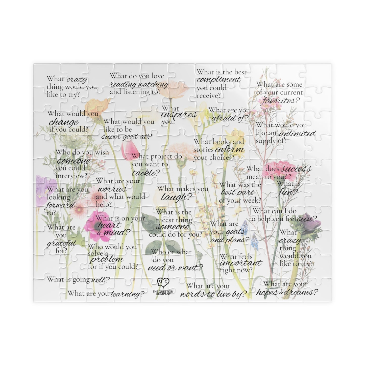 Get Close Stay. Close Floral Reflection Jigsaw Puzzle — Inspirational Question Prompts (110/252/520/1014 pcs)