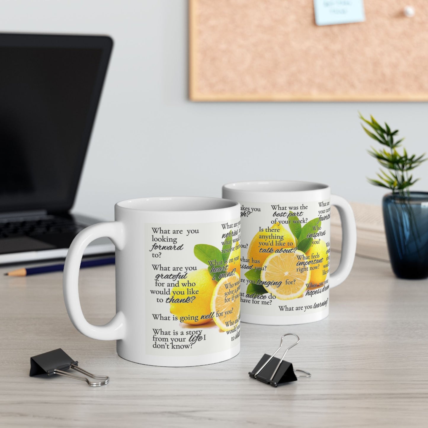 LEMME KNOW WHATS UP  Starter Ceramic Mug (11oz & 15oz) — Thoughtful Question Prompts for Friends & Family