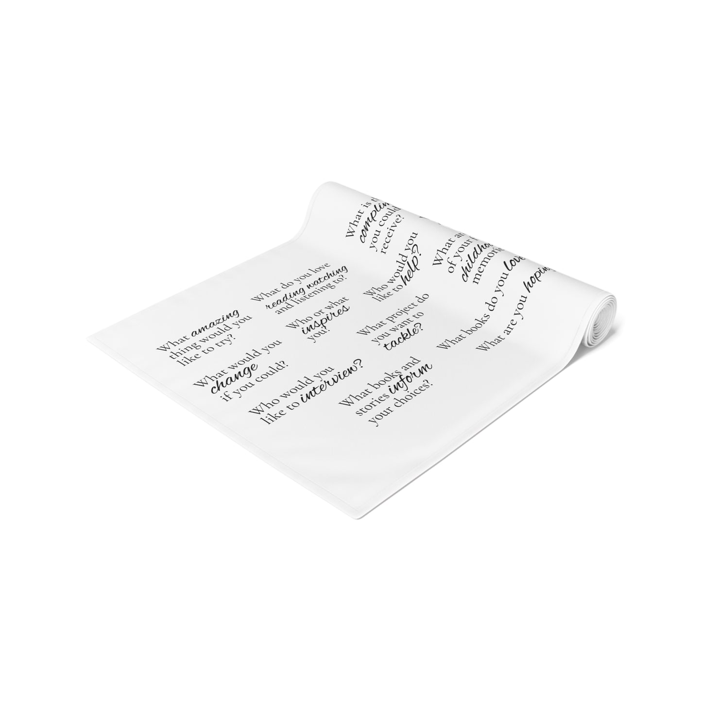 Printed Cotton Table Runner with Meaningful and Delightful  Questions to liven up any meal!