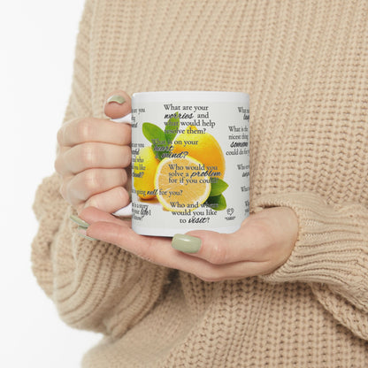 LEMME KNOW WHATS UP  Starter Ceramic Mug (11oz & 15oz) — Thoughtful Question Prompts for Friends & Family
